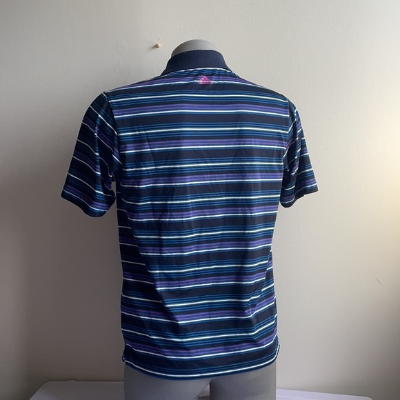 Blue Striped Adidas Golf Polo Shirt Climalite S - Picture 3 of 6